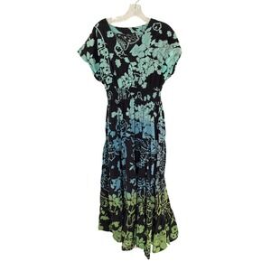 Phool Maxi Dress Blue‎ Floral Boho Bohemian Whimsy Smocked V-Neck Medium